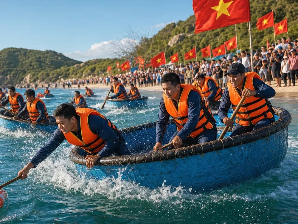 Thuyền thúng cứu hộ tăng tốc trên biển