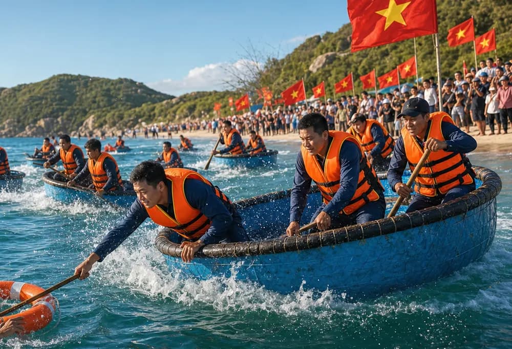 Khoảnh khắc cổ vũ sôi động trên bãi biển