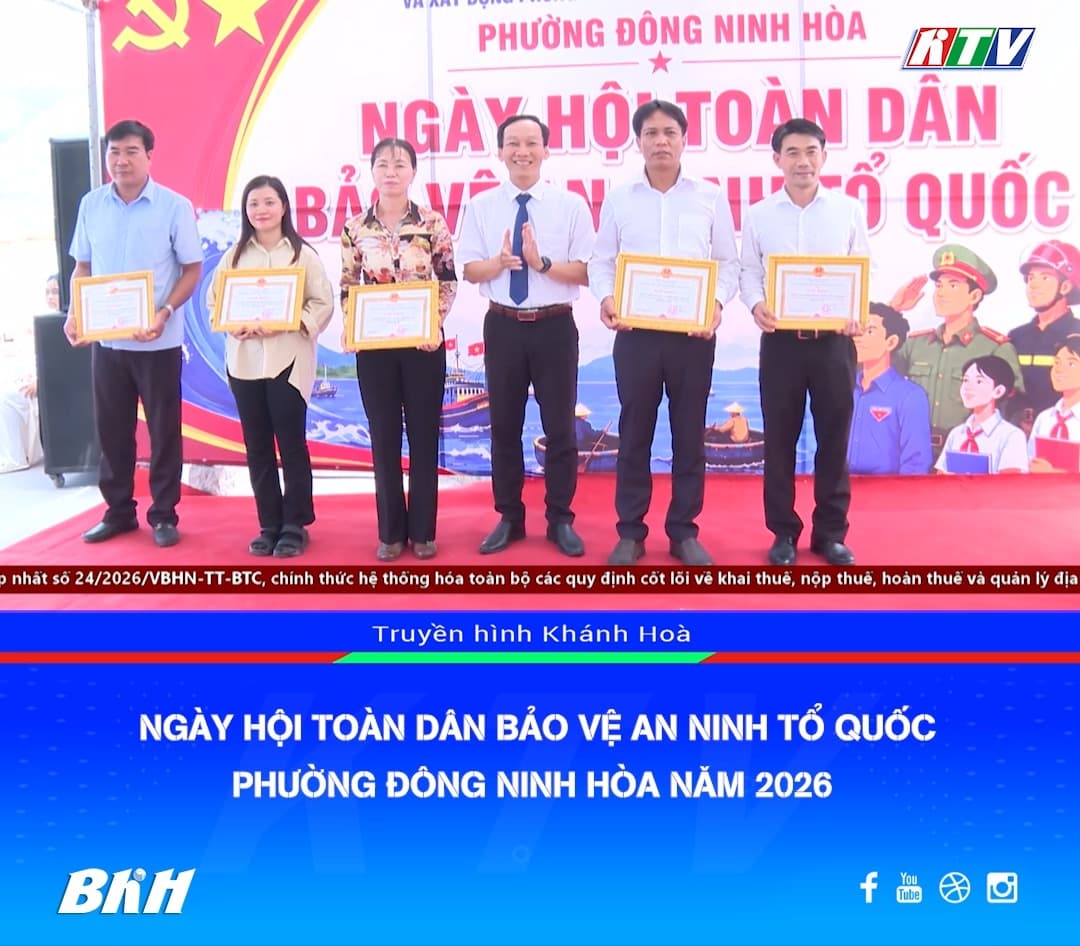Khung hình video Ngày hội Toàn dân bảo vệ an ninh Tổ quốc phường Đông Ninh Hòa năm 2026 trên Facebook